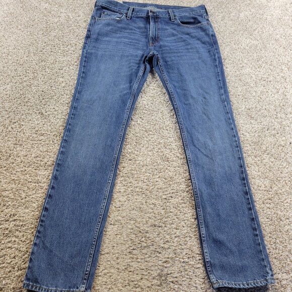 Hollister Jeans Mens 36x34 Straight Dark Wash Slim Denim - Picture 1 of 7